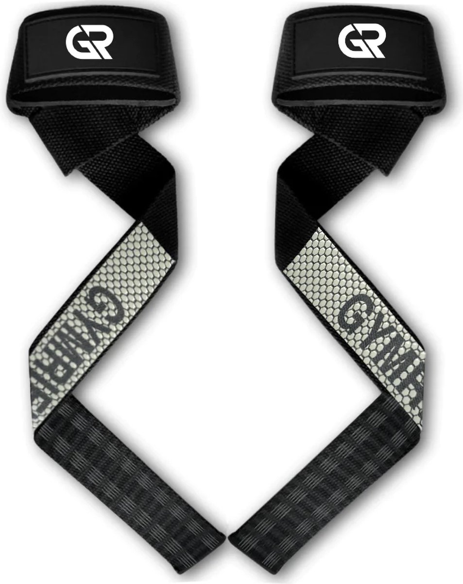 GymRific - Lifting Straps - Deadlift straps - Fitness, krachttraining & crossfit - Extra Grip - 2 stuks - Zwart/grijs