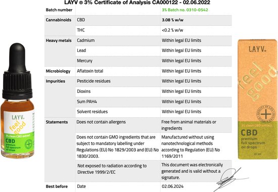 LAYV® CBD Olie 3% [300 mg] Full Spectrum Druppels - Natuurlijk Extract met Terpenen - Milde Smaak - Vegan - Hennep Olie