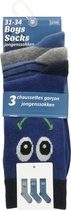 Jongens sokken - katoen 3 paar in folderverpakking - eyes - maat 31/34 - funny faces