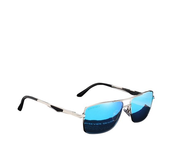 Kingseven Polaroid Zonnebril - Pilotenbril- Heren - 2021 - Gepolariseerde glazen - Zwart - Blauw - Sunglasses - KINGSEVEN K7