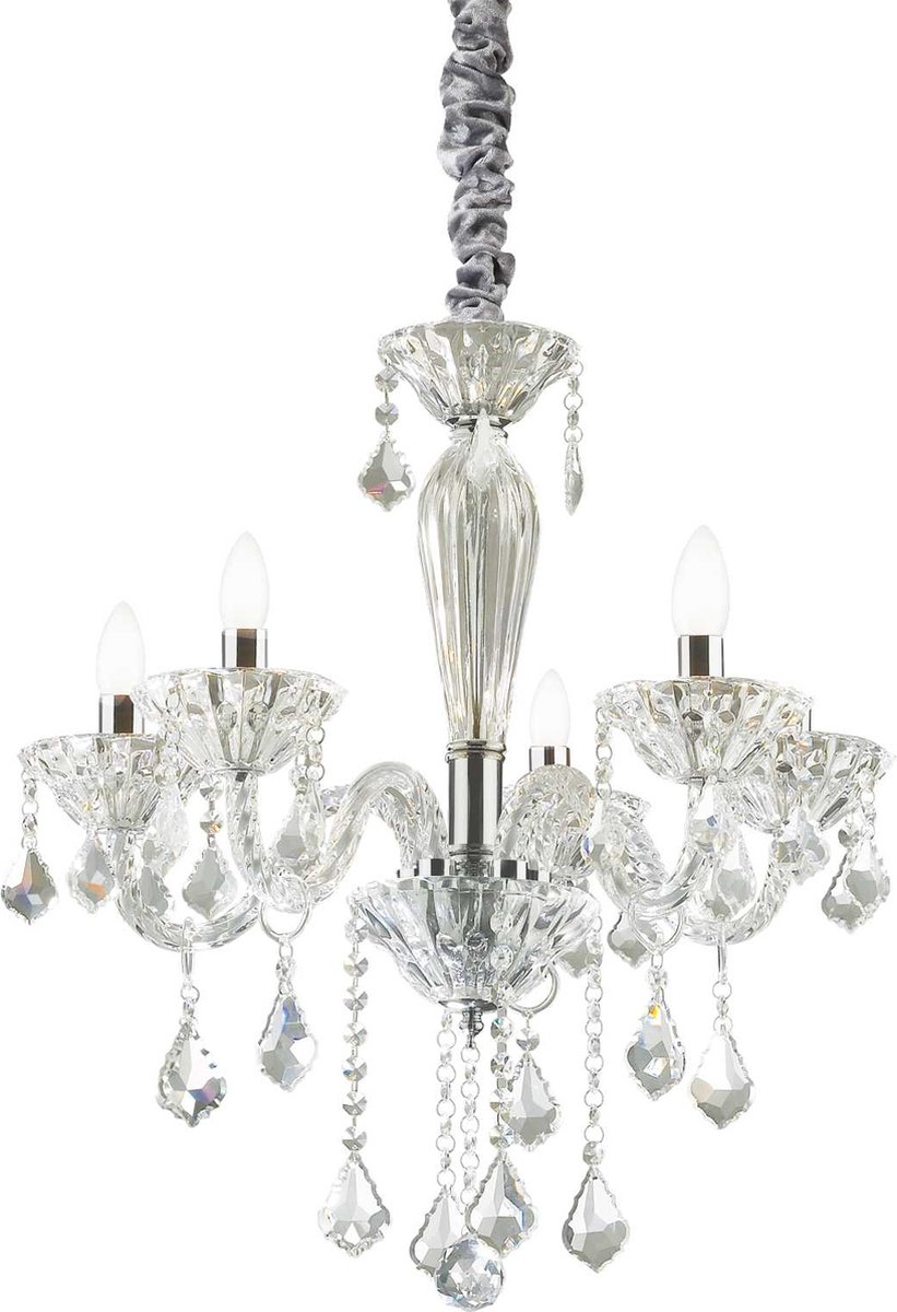 Ideal Your Lux - Hanglamp Modern - Glas - E14 - Voor Binnen - Lamp - Lampen - Woonkamer - Eetkamer - Slaapkamer - Chroom