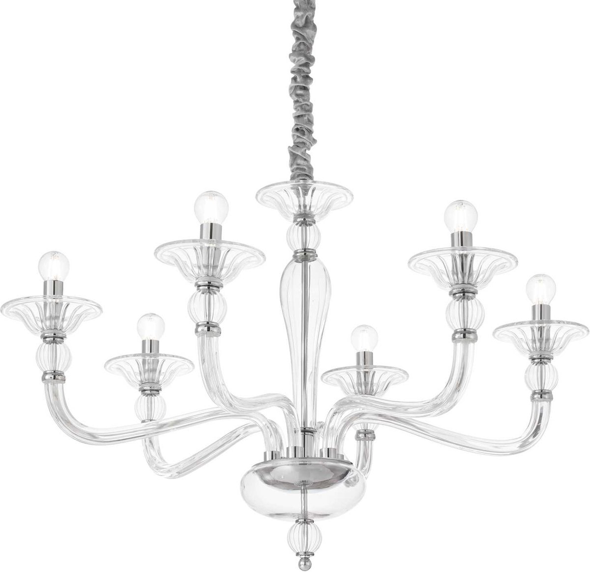 Ideal Your Lux - Hanglamp Modern - Glas - E14 - Voor Binnen - Lamp - Lampen - Woonkamer - Eetkamer - Slaapkamer - Chroom