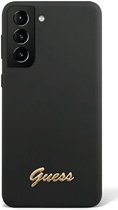 Geschikt voor Guess Samsung S23 Ultra Hoesje Siliconen Hard Case Gold Logo Zwart