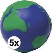 Anti-stressbal wereldbol 6,5 cm - Stressballen 5 stuks  - Anti-stress