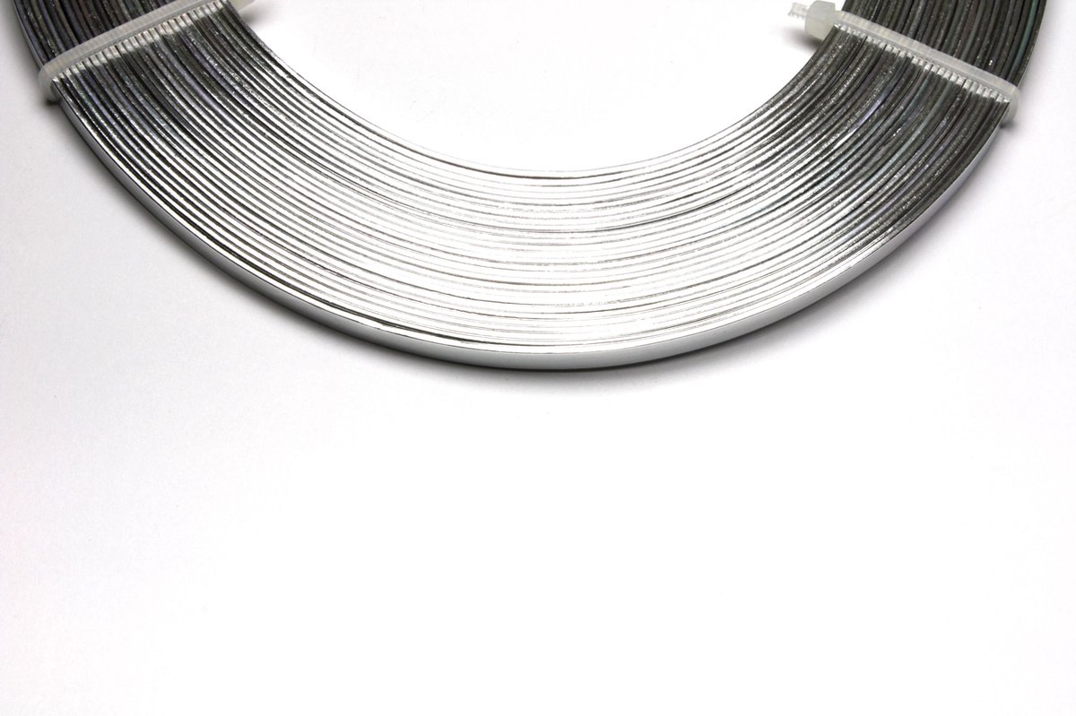Platte Aluminium draad 5mm. Zilver