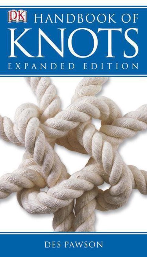 Boek "Handbook of Knots" met op de omslag een gedetailleerde afbeelding van een ingenieuze knoop met dik touw.