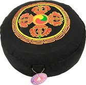 Meditatiekussen zwart dubbele dorje geborduurd