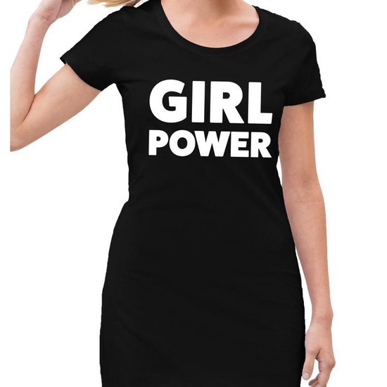Girl Power tekst jurkje zwart dames - dames jurk Girl Power 44
