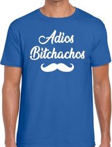Adios bitchachos tekst t-shirt blauw heren - blauw heren fun shirt Adios bitchachos M