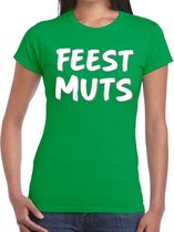 Feestmuts tekst t-shirt groen voor dames M