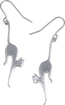 Gebogen rug kat oorbellen | poes oorbellen (PE799)