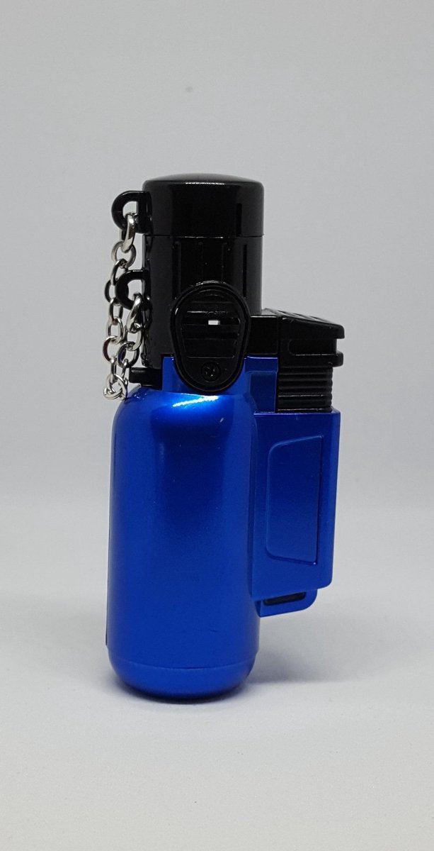 Goedkoopste Gasbrander - Stormaansteker - Aansteker - Windproof - Hervulbaar - Navulbaar - Metallic Blauw - Recht