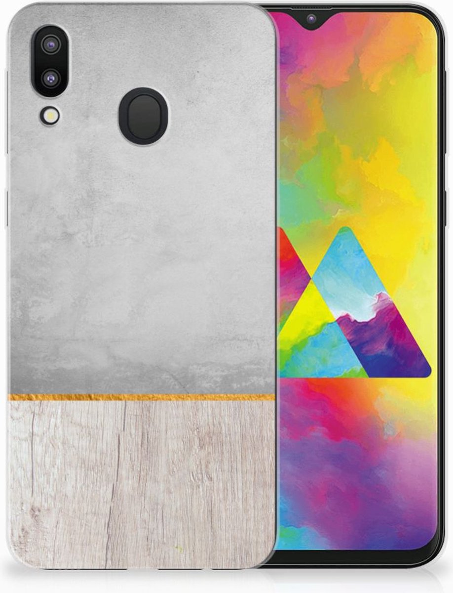 Samsung Galaxy M20 (Power) Bumper Hoesje Wood Concrete