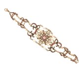 Behave Dames Vintage Barrok Armband rosè goud-kleur met parels en steentjes 21 cm