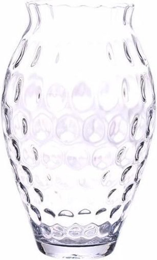 overloop peper Maan Bloemenvaas glas met relief 35 cm | bol.com