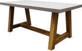 Table de jardin à manger Veltis - 180x90xH77 cm - bois d'acacia - plateau en polystone