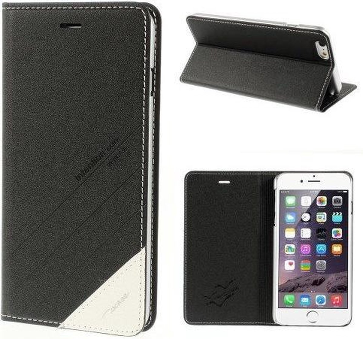 TS-Case PU Leren Wallet iPhone 6(s) plus - Zwart