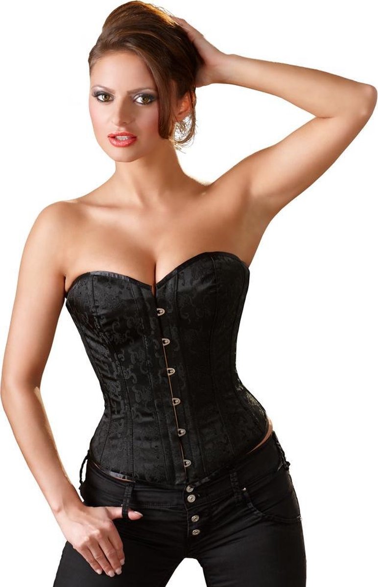 Goedkoopste Cottellli Collection – Korset met Verwijderbare Bretels en Vetersluiting Seductief Variant – Maat L - Zwart