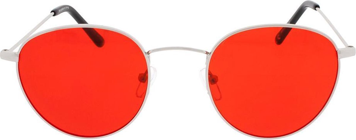 Icon Eyewear Zonnebril VEGAS - Zilverkleurig montuur - Rode glazen