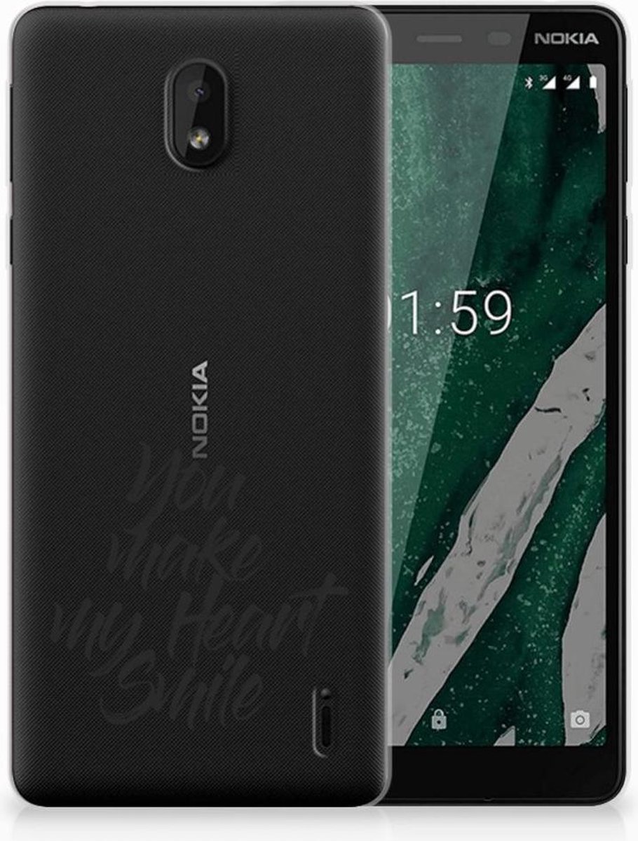 Nokia 1 Plus Siliconen hoesje met naam Heart Smile