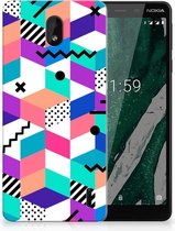 Nokia 1 Plus TPU Hoesje Design Blocks Colorful