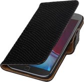 Zwart Slang booktype wallet cover hoesje voor Motorola Moto G4 / G4 Plus