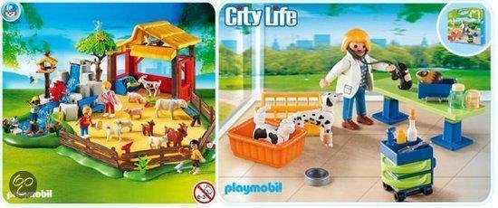 1582 Playmobil bundel Dierentuin: Kinderboerderij 4851 + Meeneemkoffer  Dierenarts 5970 | bol.com