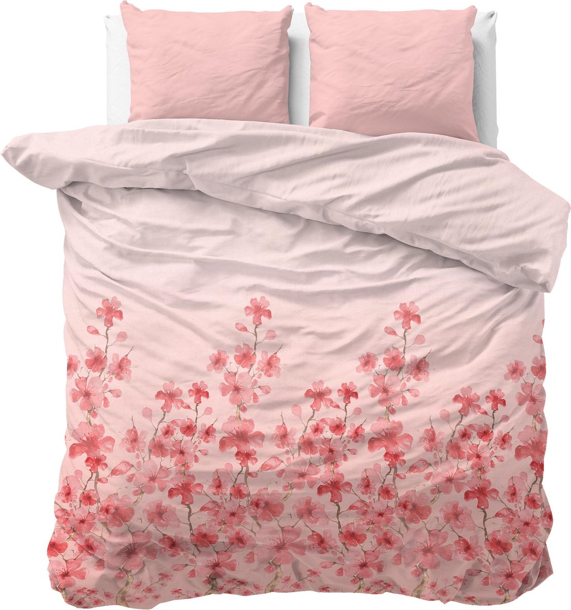 Sleeptime Flanel Flowers Lizzy - Dekbedovertrekset - Lits-Jumeaux - 240 X 200/220 + 2 kussenslopen 60x70 - Roze