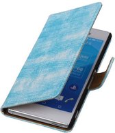Lizard Bookstyle Wallet Case Hoesjes voor Sony Xperia M4 Aqua Turquoise