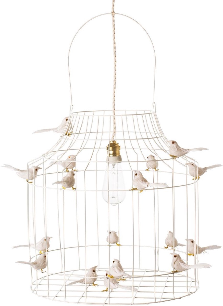 hanglamp wit met witte vogeltjes nét echt!