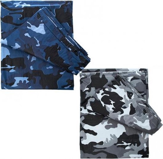 Camouflage afdekzeil / dekzeil - 4 x 3 meter - legerprint dekkleden / zeil  blauw | bol.com