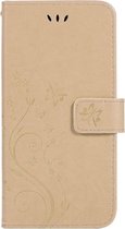 Samsung Galaxy S10e Hoesje - Bloemen Book Case - Goud