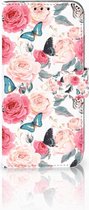 Honor 10 Lite Uniek Bookcase Hoesje Butterfly Roses