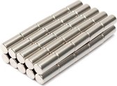 Super Sterke Cilinder Magneten - 5 stuks - Magneten in cylindervorm - 5 x 10 MM - Neodymium Magneten - Zeer sterke, hoogglanzende, zilverkleurige, vernikkelde Neodymium magneten vo