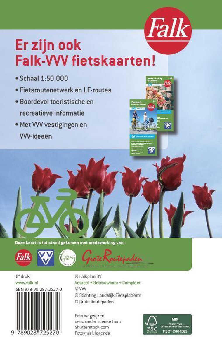 Falk fietskaarten met fietsen en tulpen.