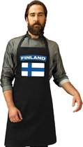Finse vlag keukenschort/ barbecueschort zwart heren en dames - Finland schort