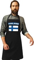 Finland vlag barbecueschort/ keukenschort zwart volwassenen