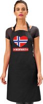 Drapeau norvégien en coeur tablier de cuisine / tablier de barbecue noir hommes et femmes - tablier I love Norway