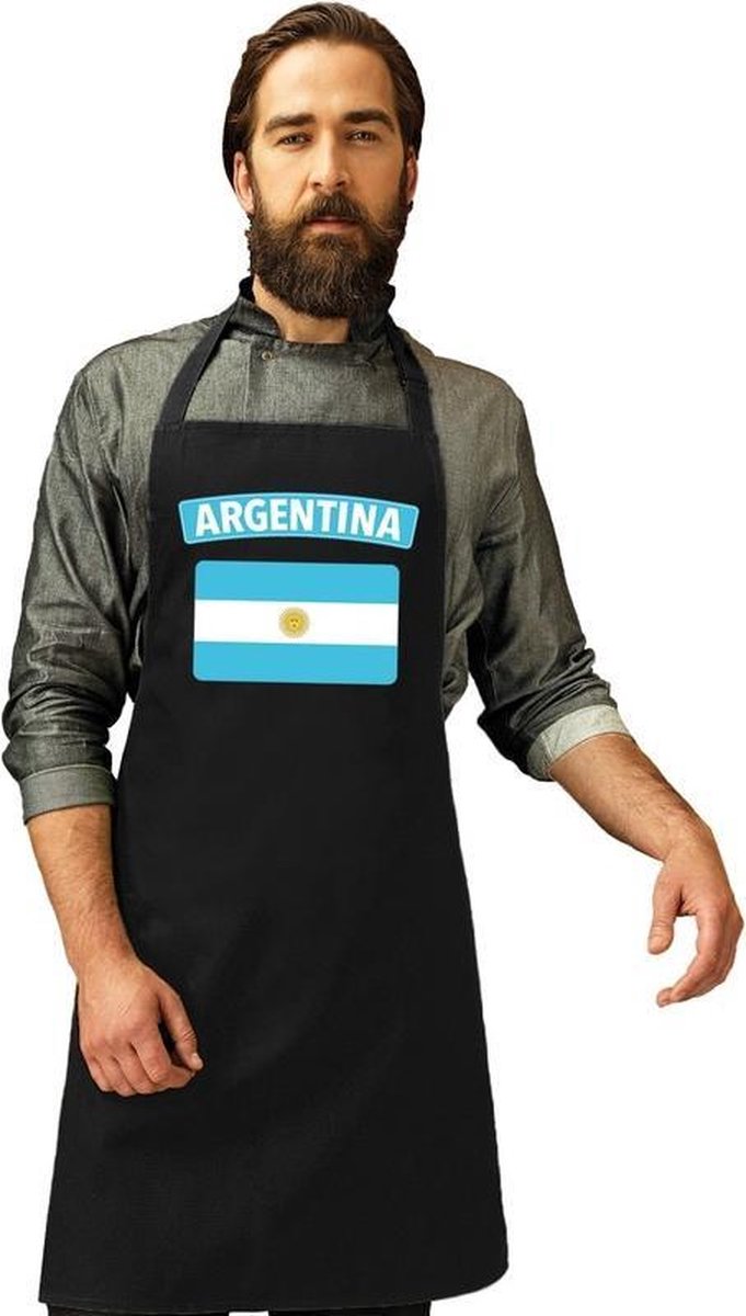 Argentinie vlag barbecueschort/ keukenschort zwart volwassenen