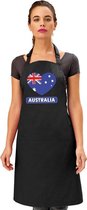 Australische vlag in hart keukenschort/ barbecueschort zwart heren en dames - I love Australie schort