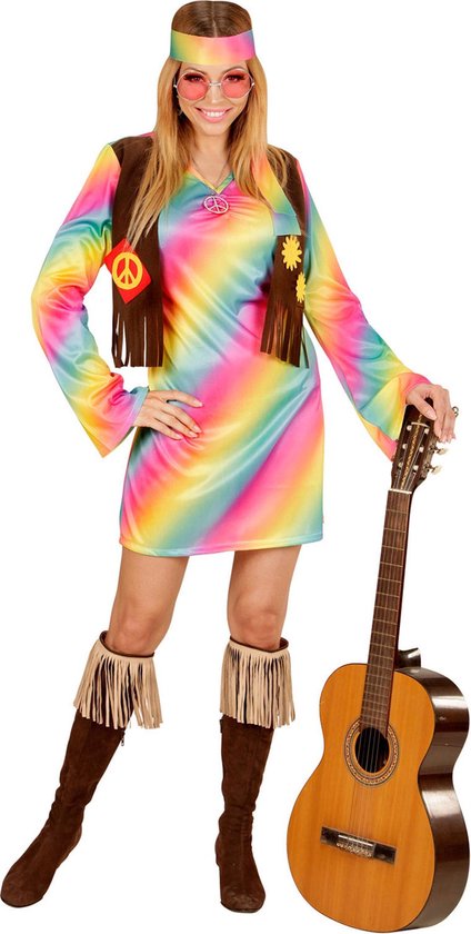 Veelkleurige hippie outfit voor vrouwen - Verkleedkleding