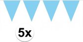 5x vlaggenlijn / slinger baby blauw 10 meter - totaal 50 meter - slingers