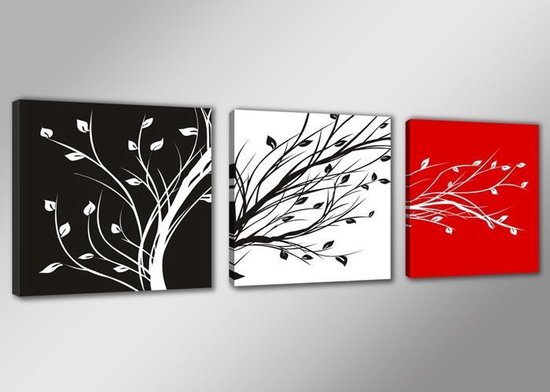 Art4-all - Canvas Schilderij Branch black/white/red - 150x50cm
