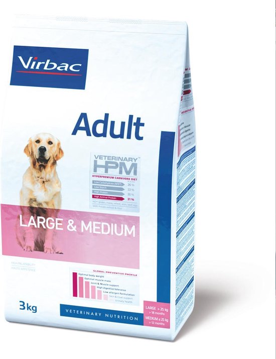 Virbac HPM Chien Adulte Large & Medium 3kg | bol.
