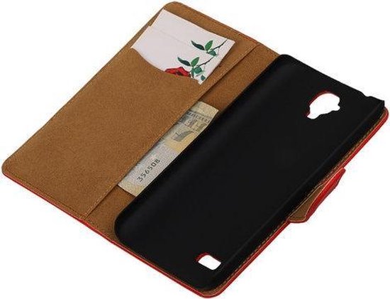 Étui Portefeuille Huawei Y560 / Y5 de Type Livre Solide Rouge