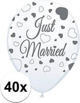 40x Just Married bruiloft thema versiering ballonnen voor bruidspaar