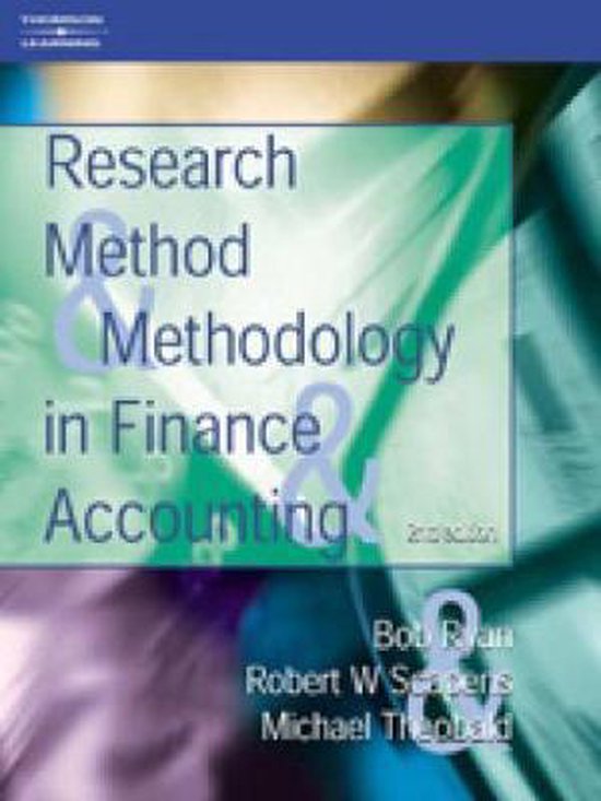 Boekomslag 'Research Method & Methodology in Finance & Accounting', tweede editie, met auteurs Bob Ryan, Robert W. Scapers en Michael Theobald.