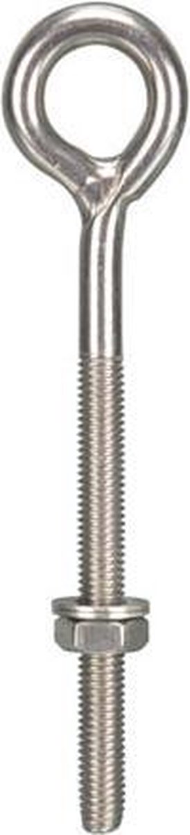 Perel Oogbout met moer en 2 ringen, roestvrij staal, diameter 8 mm, hoogte 130 mm, breedte 30 mm