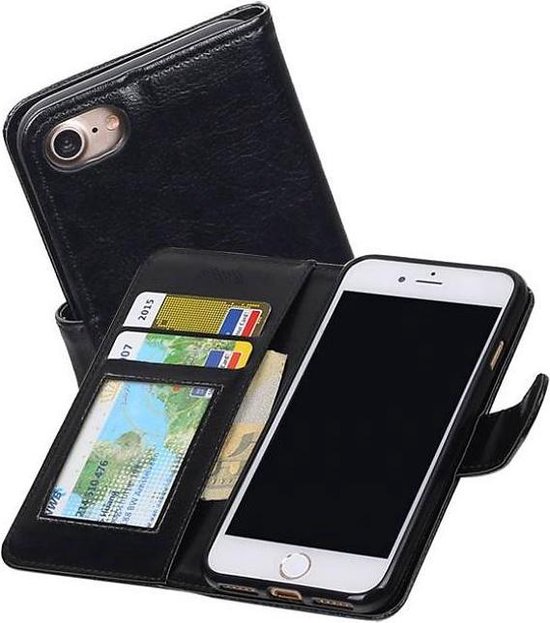 gordijn verzekering tellen Apple iPhone 7 / 8 Portemonnee Hoesje Booktype Wallet Case Zwart | bol.com