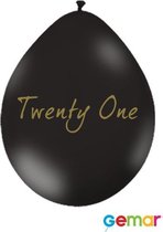 Ballonnen Twenty One Zwart met opdruk Goud (lucht)